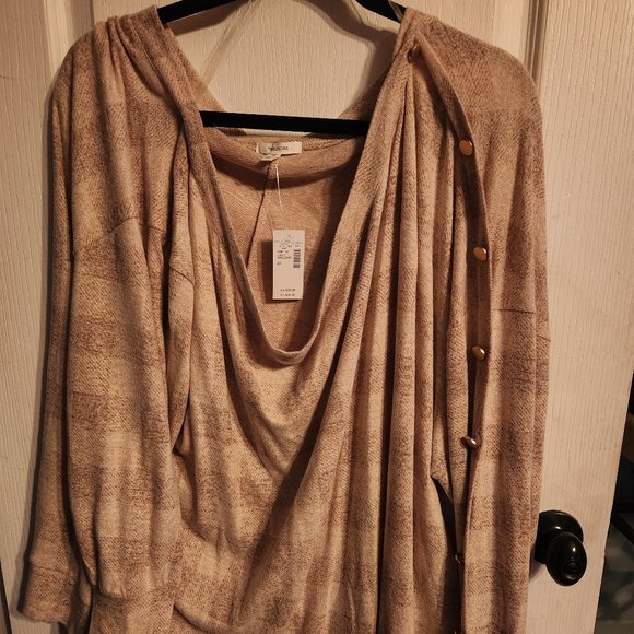 Maurices beige/cream buffalo plaid off-the-shoulder top Plus Size 3X  NWT - Picture 1 of 5